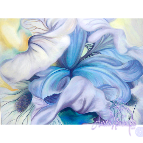 Femininity- Lilac Iris Flower Painting