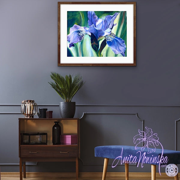 Dreaming- Blue Iris Flower Painting