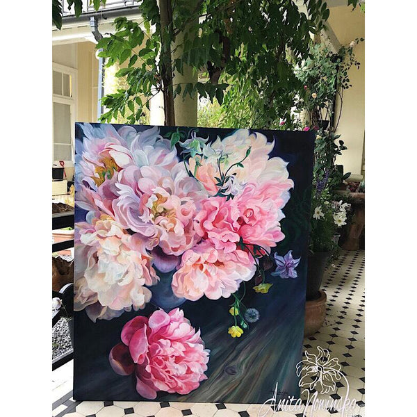 pink , peach peony- peonies-flower paintings-old masters- British flowers-floral art- Anita nowinska- interiors