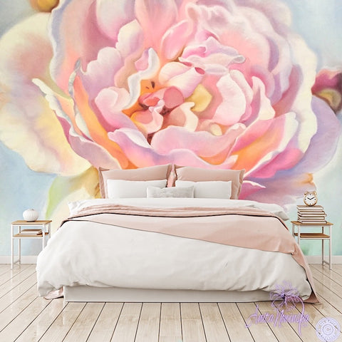 pink aesthetic rose floral wallpaper mural by Anita Nowinska