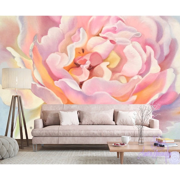 pink aesthetic floral rose wallpaper mural