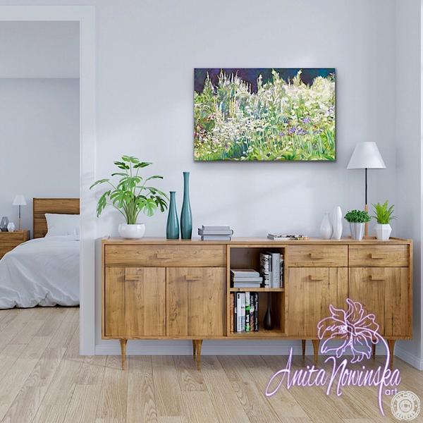 White Garden floral painting in oil on canvas by Anita Nowinska
