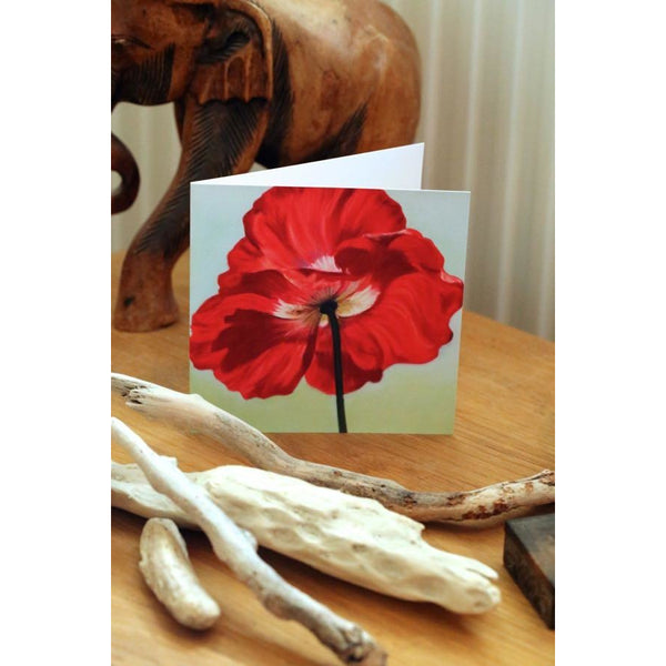 red poppy, Flower Painting, greetings card-aniat nowinska