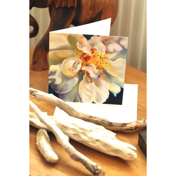 greetings card,wild white briar rose-flower painting, anita nowinska