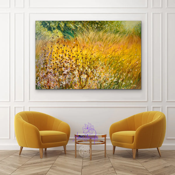 autumn meadow garden painting with grasses & seedheads by anit anowinska