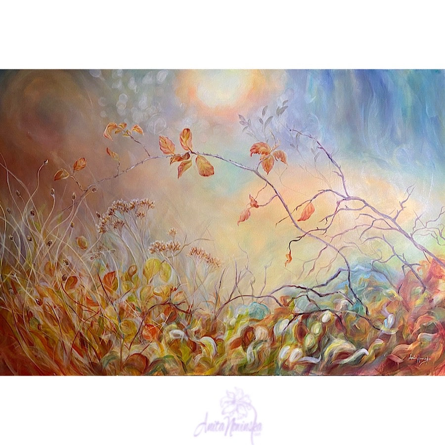 Moments in Time- wild hedferow nature painting by Anita Nowinska