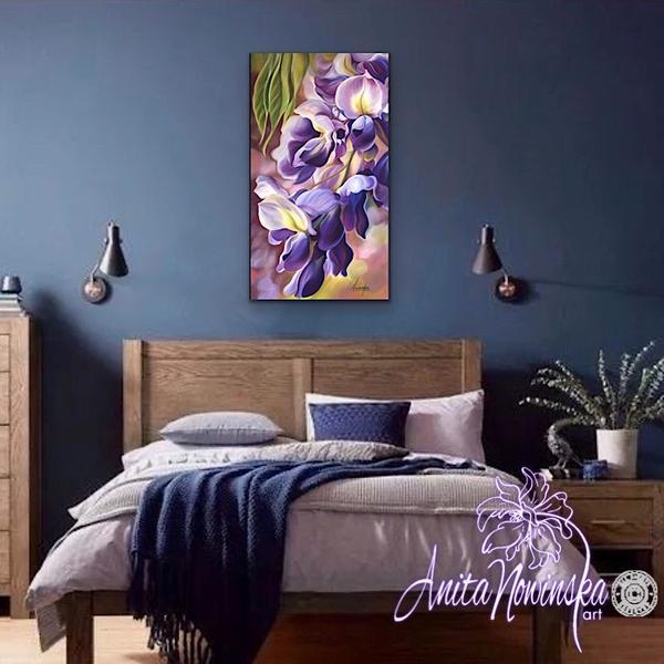 big flower painting of purple wisteria by Anita nowinska