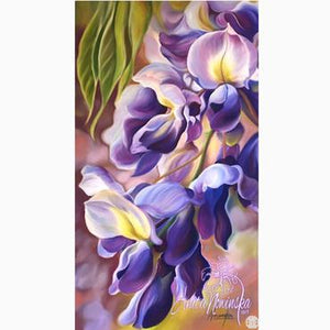 big flower painting of purple wisteria by Anita nowinska