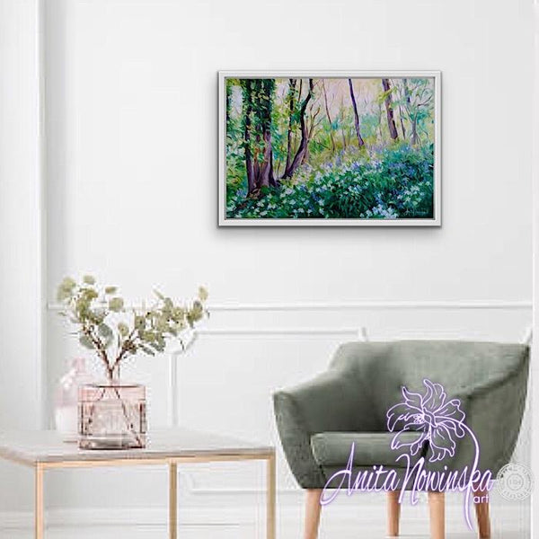 bluebell woods oil on canvas landscape by Anita Nowinska