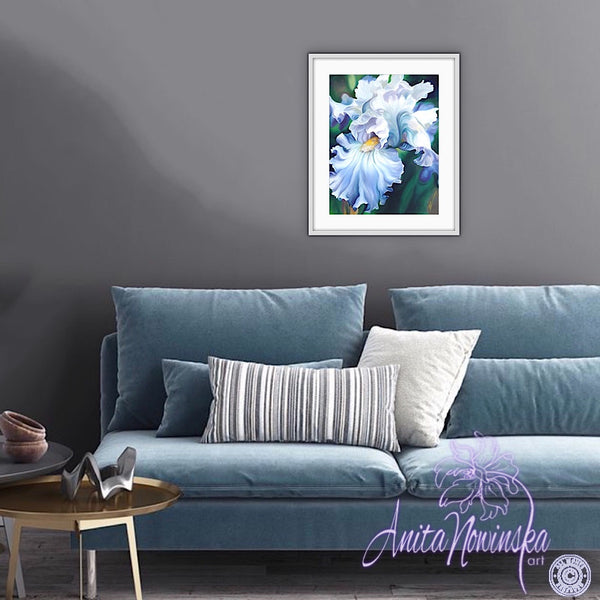 Romancer - Pale Blue Iris Flower Painting