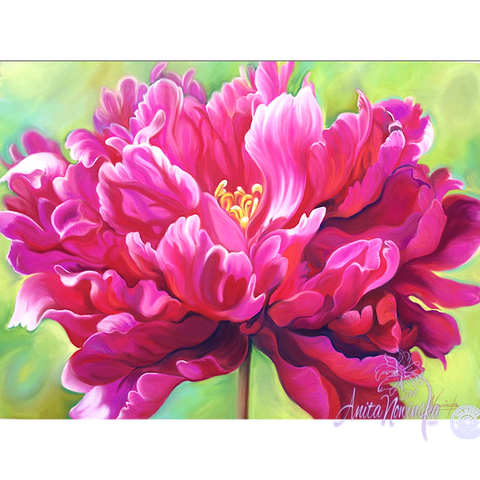 Confidence- Cerise Peony Flower Painting