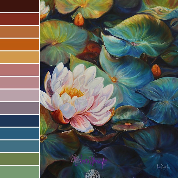 colour palette waterlilies painting by anita nowinska