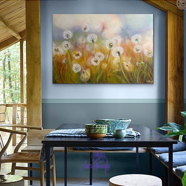 dandelion painting by anita nowinska with dulux 2022 colour of the year