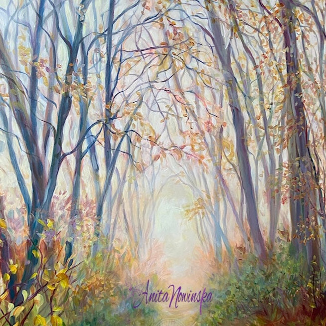 Haven- Big Woodland Path Ttree painting on canvas – Anita Nowinska