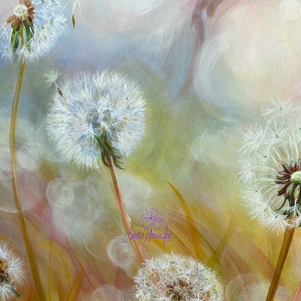 detail of dandelion painting by anita nowinska