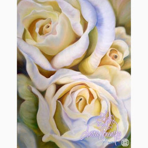 Flower painting of white roses by Anita nowinska art- interior decor