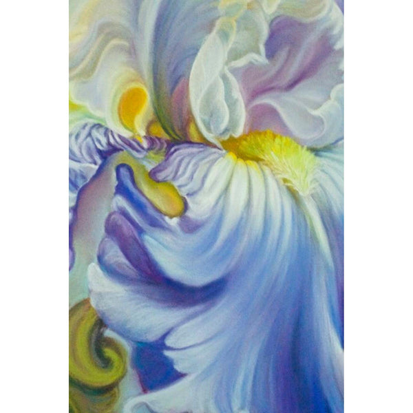 detail of blue, white Iris, Flower Painting, Anita Nowinska
