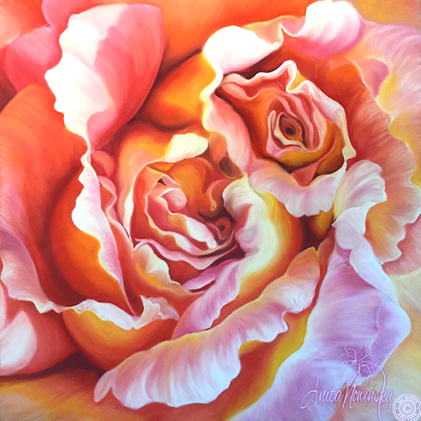 Integrity- Peach Rose Flower Painting