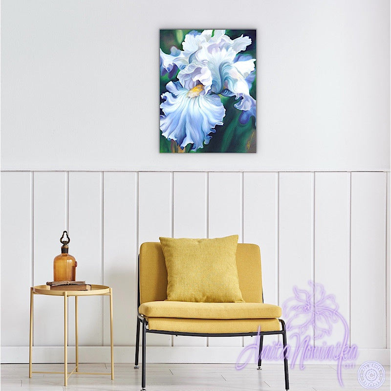 Romancer - Pale Blue Iris Flower Painting