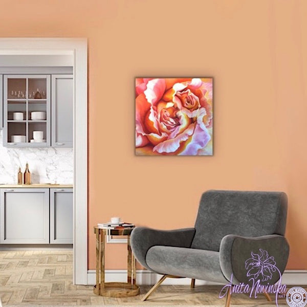 Integrity- Peach Rose Flower Painting