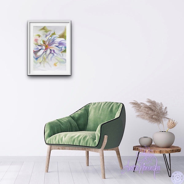 Magnolia flower drawing gallery wall by Anita Nowinska