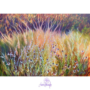 autumn garden border oil on canvas painting by Anita nowinska