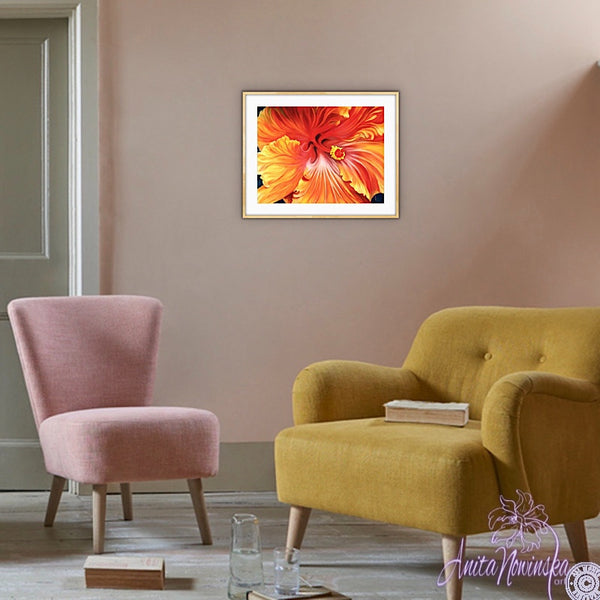 orange hibiscus flower painting by anita nowinska
