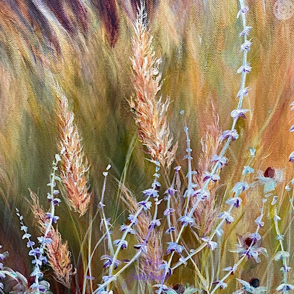 autumn garden border painting, detail, by Anita Nowinska