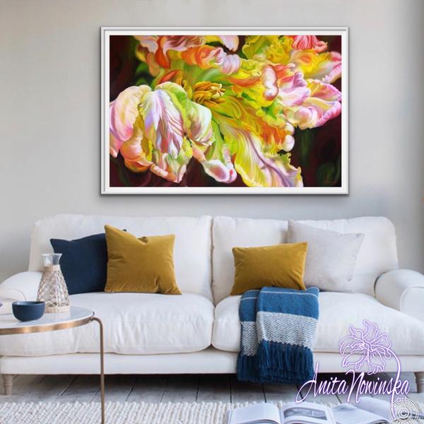 Vitality- Big Flower Painting of Parrot Tulip