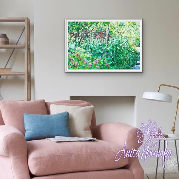 print of garden painting with path & trees by Anita nowinska