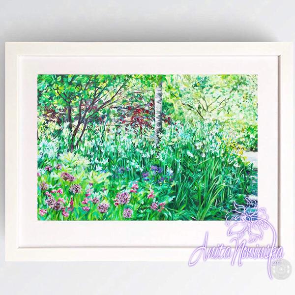 print of garden painting with path & trees by Anita nowinska