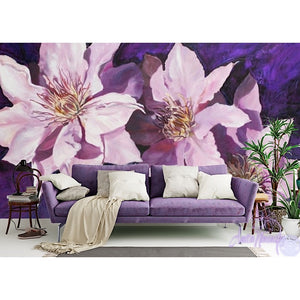 Purple Clematis Floral Wallpaper Mural