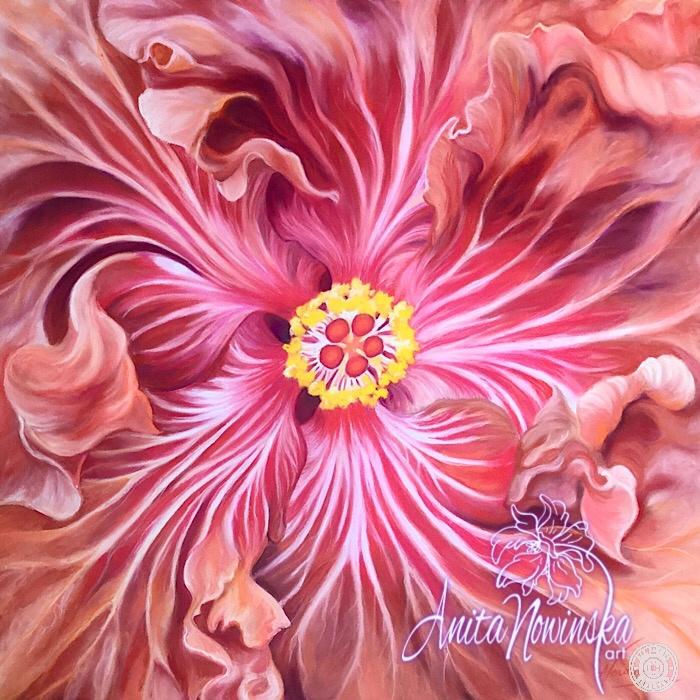 red hibiscus flower painting by Anita nowinska