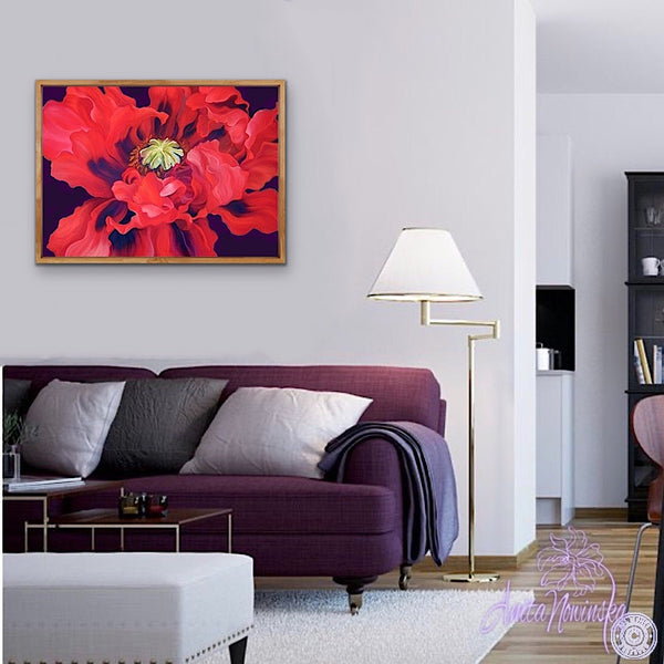 red oriental poppy big flower painting by anita nowinska