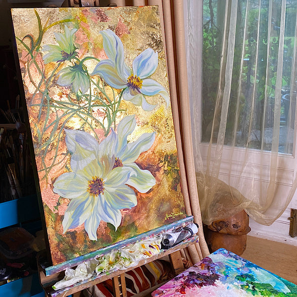 Simple Things-Mixed Media Cosmos Flower Painting