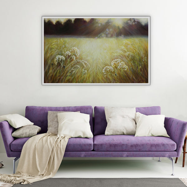 'Stillness' -Golden Wild Flower Meadow Painting- Canvas