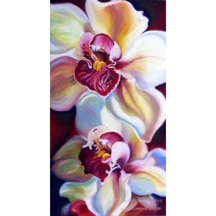 voracity- Flower painting- Orchids- cream, pink- Original pastel-Anita Nowinska