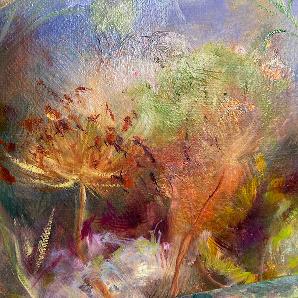whispers- devon hedgerow flower painting- mixed media canvas wall decor by Anita Nowinska