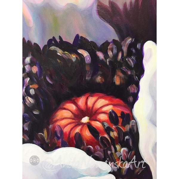White Oriental poppy- Poppy flower painting - Anita Nowinska - oil on canvas