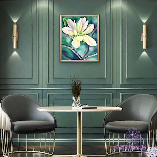 Elegance- White magnolia Flower Painting